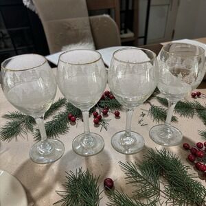 Vintage Arby's Libbey Frosty Pines Set of 4 Wine Glasses
